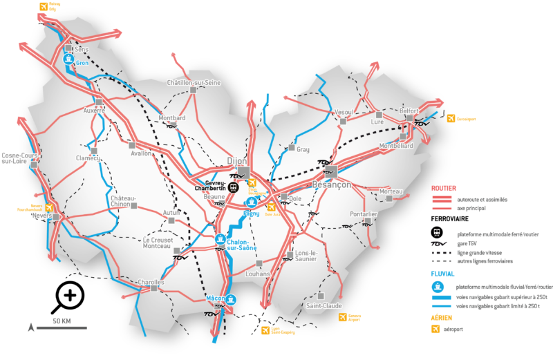 Carte logistique Bourgogne-Franche-Comté